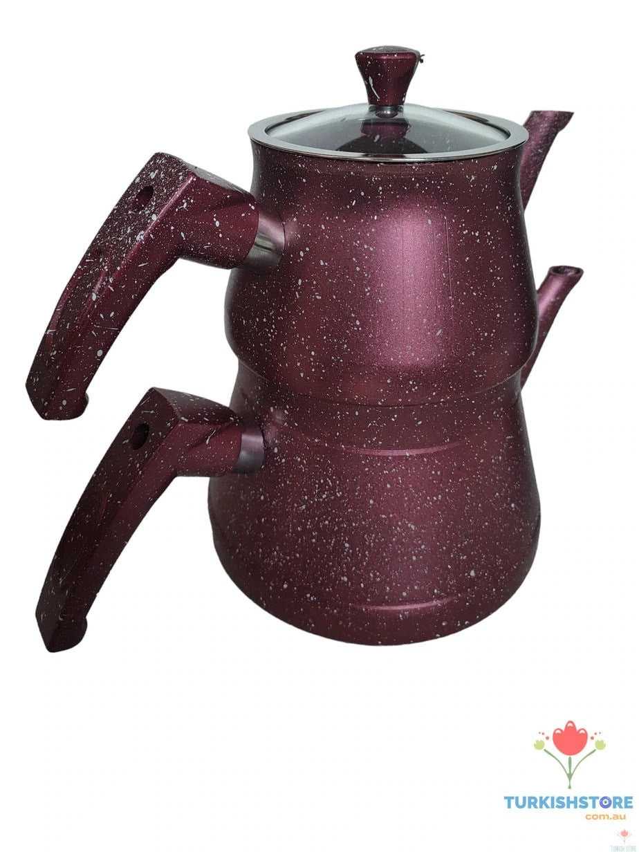Bio Granite Tea Pot Set. Non-Stick Granite Caydanlik 1.20L & 2.30L