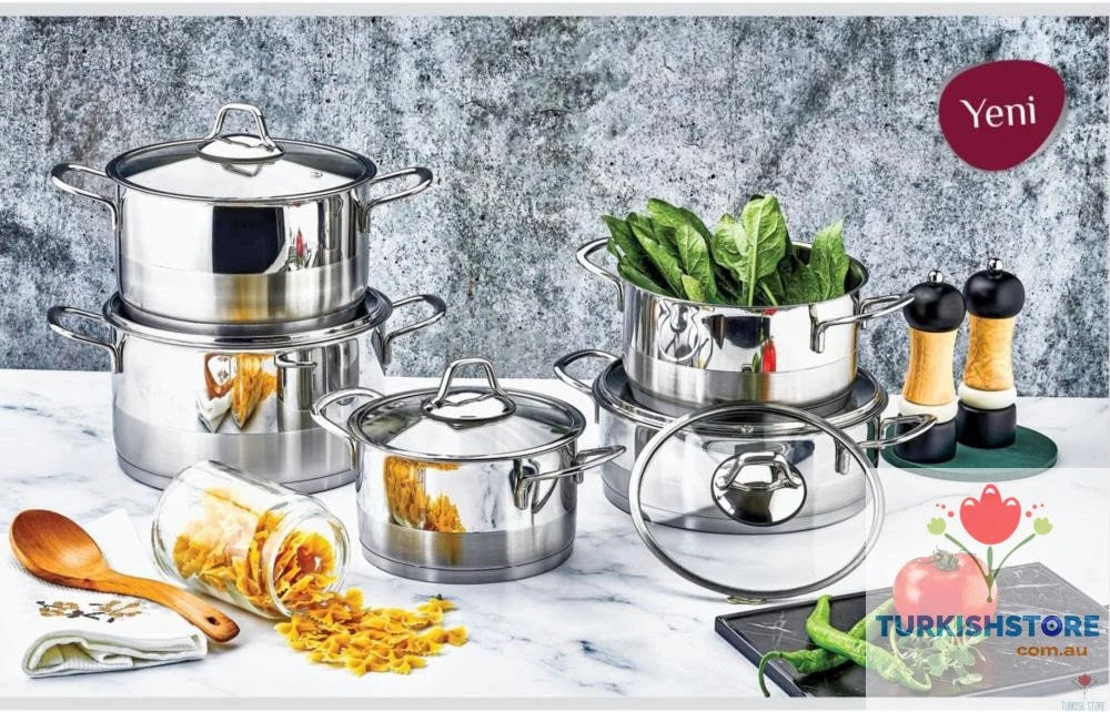 Alaca Stainless Steel Cookware Set | 10-Piece. Durable & Versatile