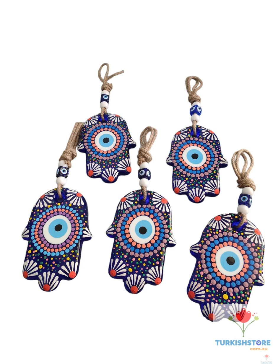Evil Eye Hamsa Hand Glass Wall Decor. Design 5
