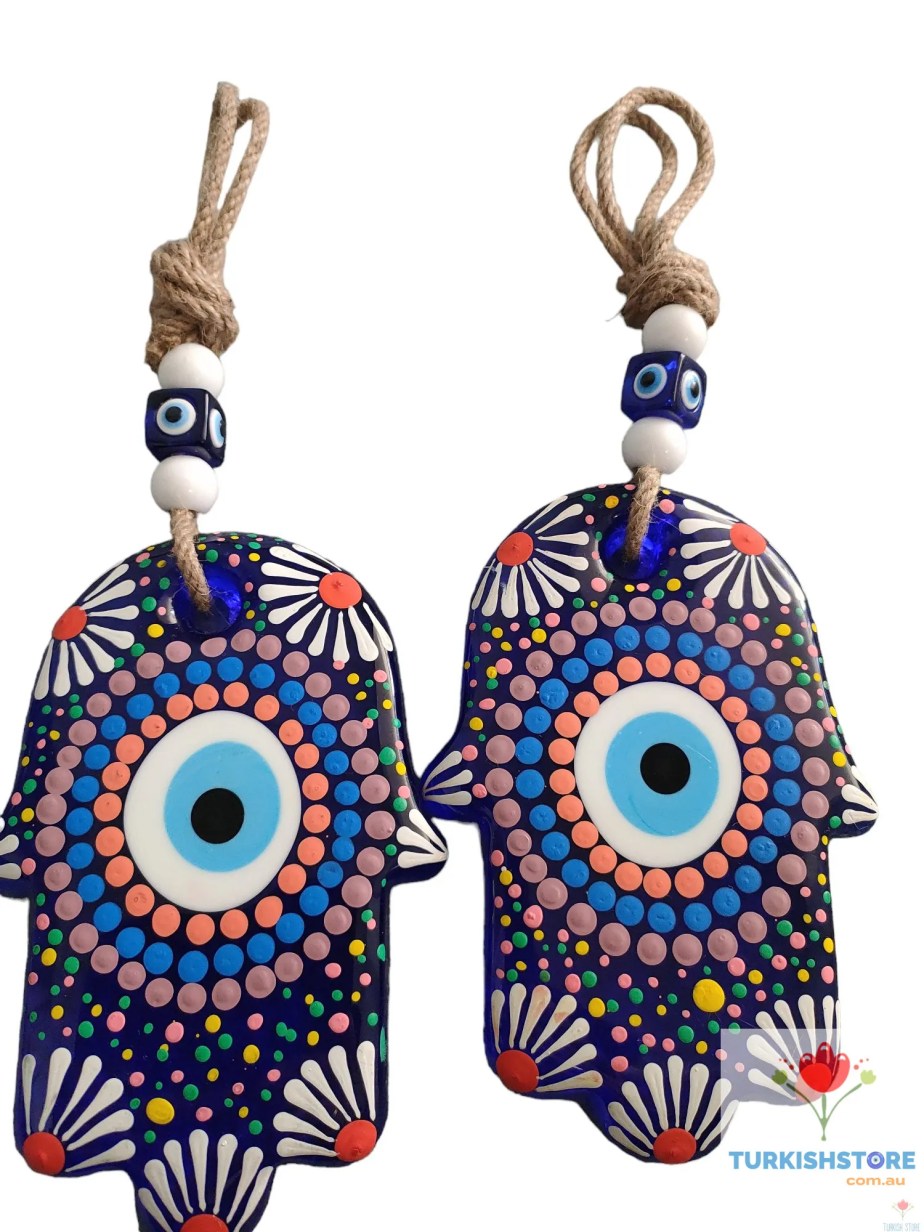 Evil Eye Hamsa Hand Glass Wall Decor. Design 5