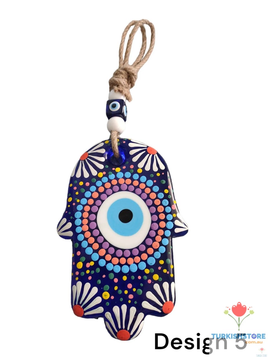 Evil Eye Hamsa Hand Glass Wall Decor. Design 5