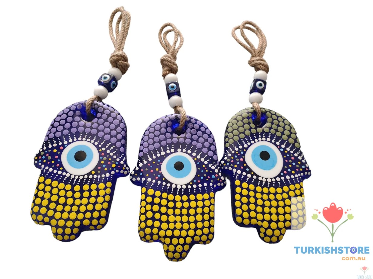 Evil Eye Hamsa Hand Glass Wall Decor