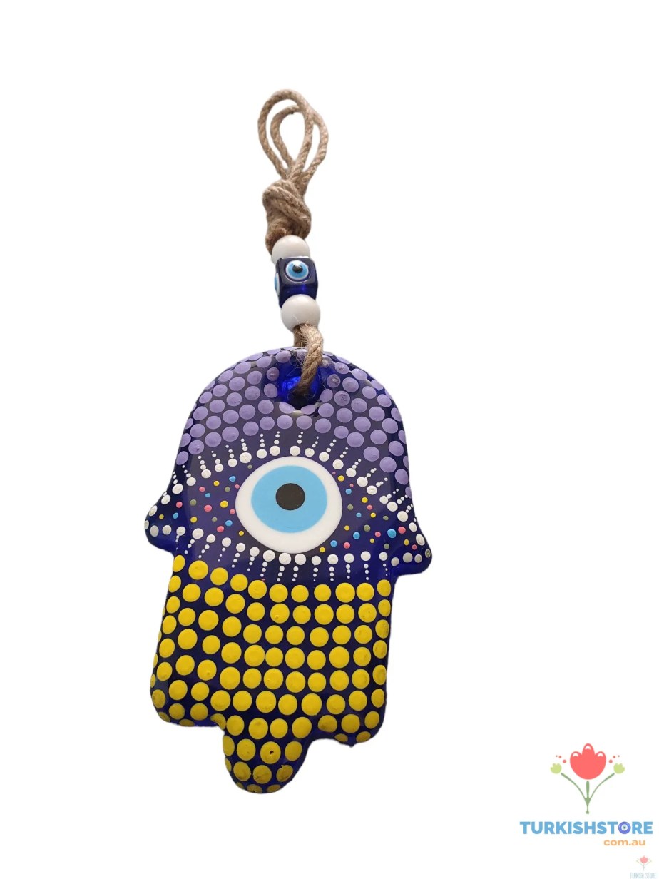 Evil Eye Hamsa Hand Glass Wall Decor