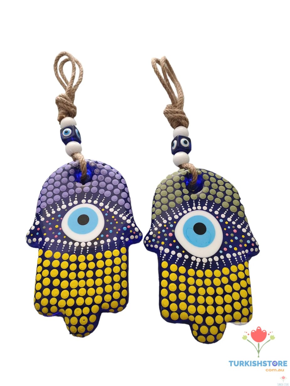 Evil Eye Hamsa Hand Glass Wall Decor