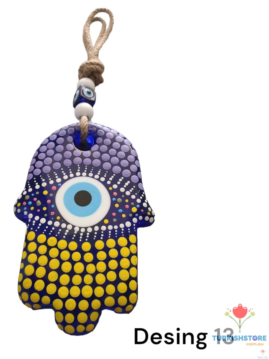 Evil Eye Hamsa Hand Glass Wall Decor