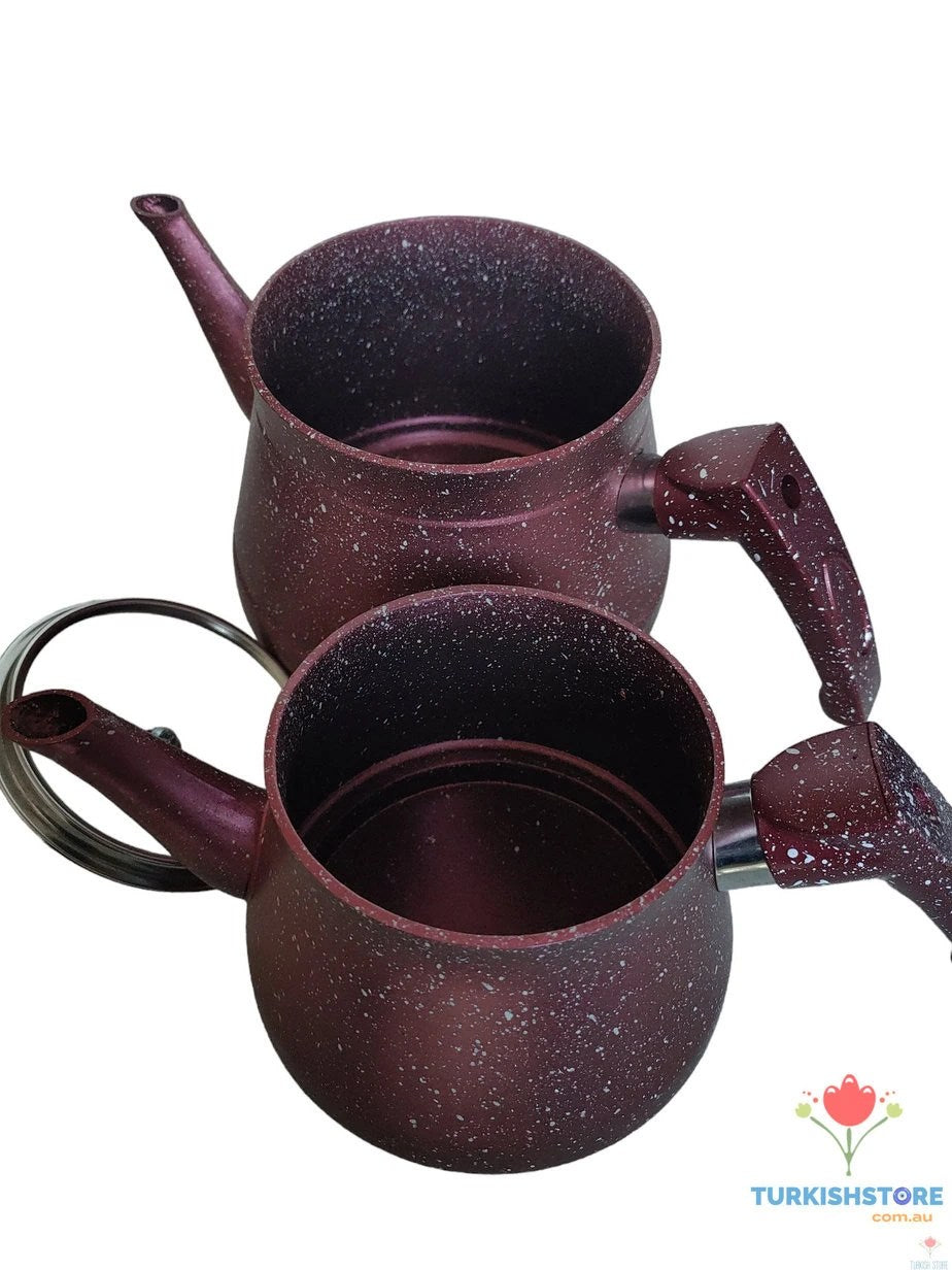 Bio Granite Tea Pot Set. Non-Stick Granite Caydanlik 1.20L & 2.30L