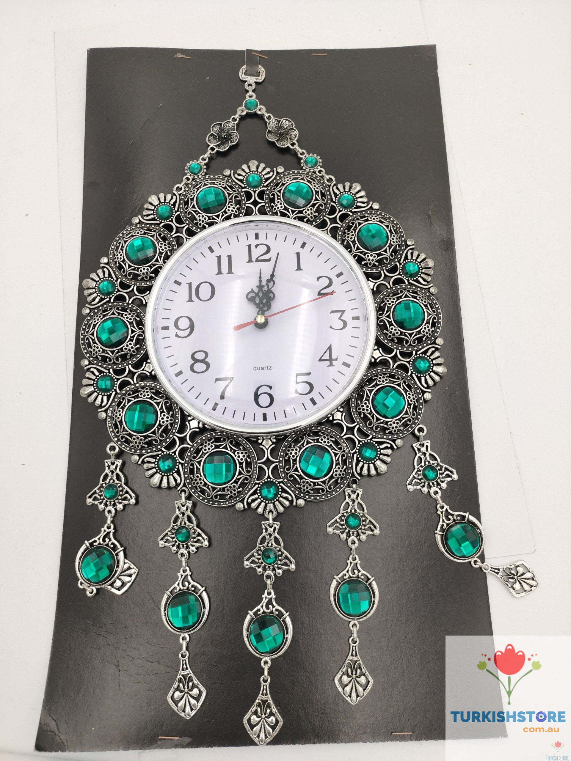 Turkish Ocean Green Wall Clock | Evil Eye Decor Home Protection