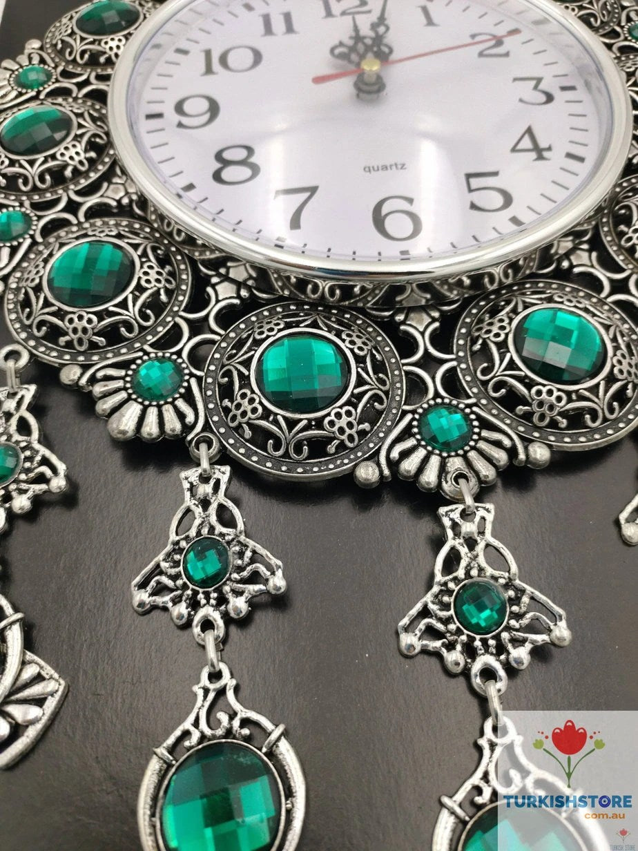 Turkish Ocean Green Wall Clock | Evil Eye Decor Home Protection