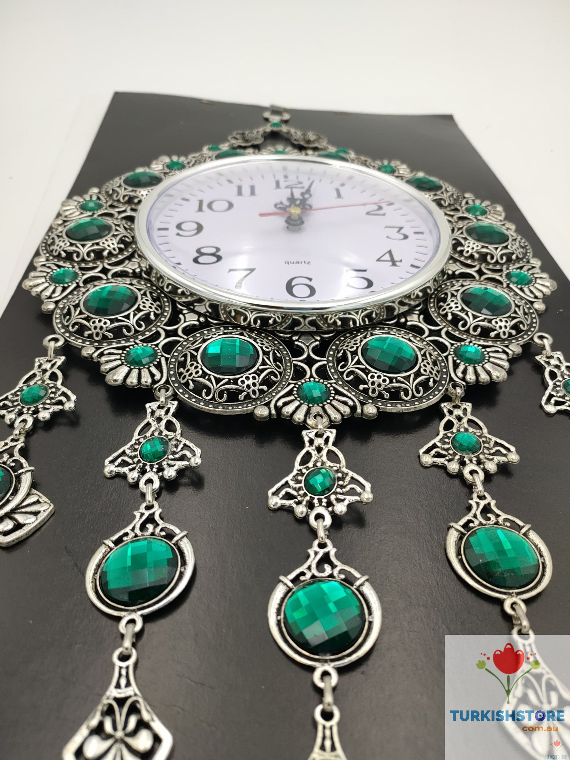 Turkish Ocean Green Wall Clock | Evil Eye Decor Home Protection