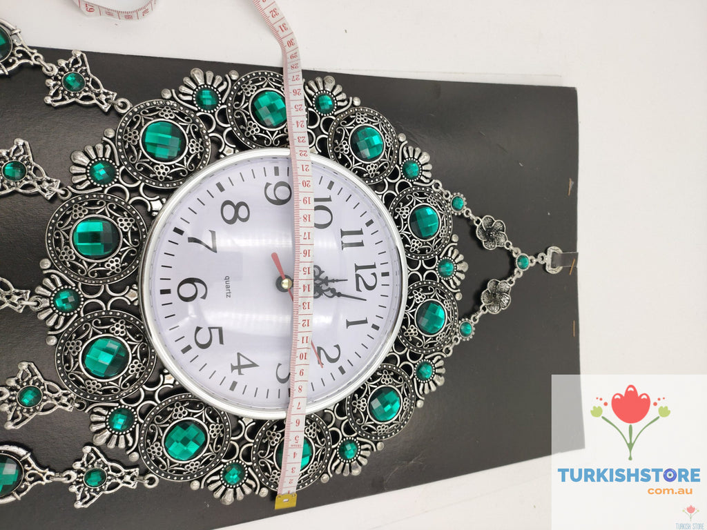 Turkish Ocean Green Wall Clock | Evil Eye Decor Home Protection