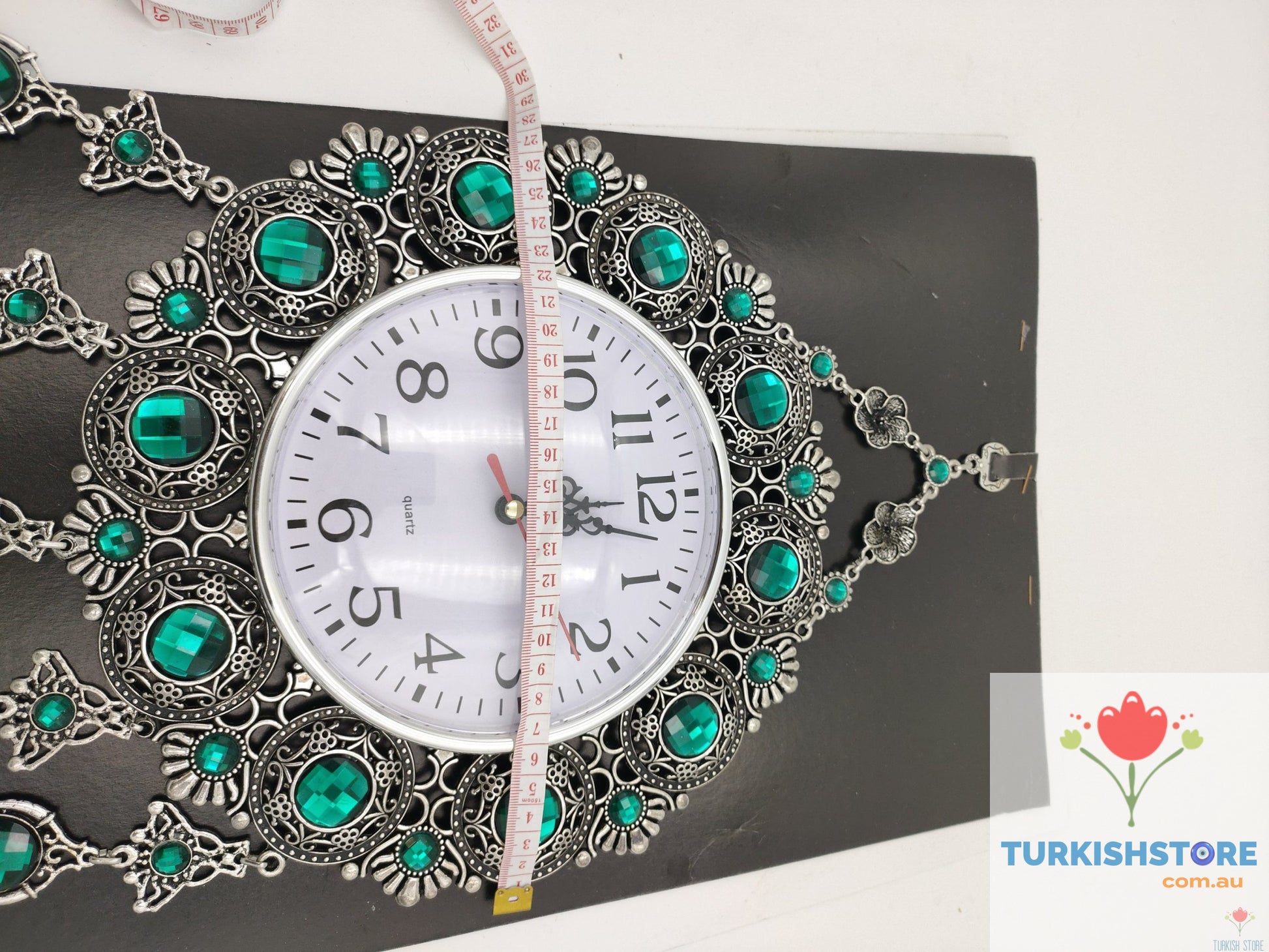Turkish Ocean Green Wall Clock | Evil Eye Decor Home Protection