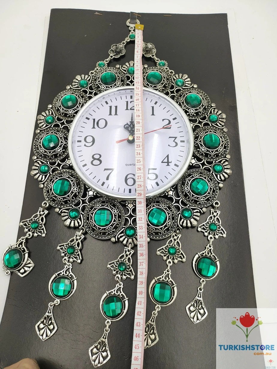Turkish Ocean Green Wall Clock | Evil Eye Decor Home Protection
