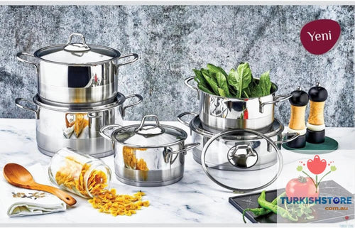 Alaca Stainless Steel Cookware Set | 10-Piece. Durable & Versatile