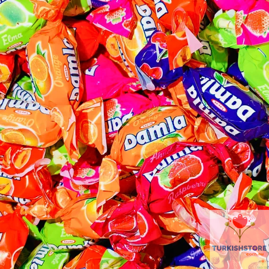 Turkish Soft Candy Fruit Tayas Damla Delights 7 Fruity Flavors