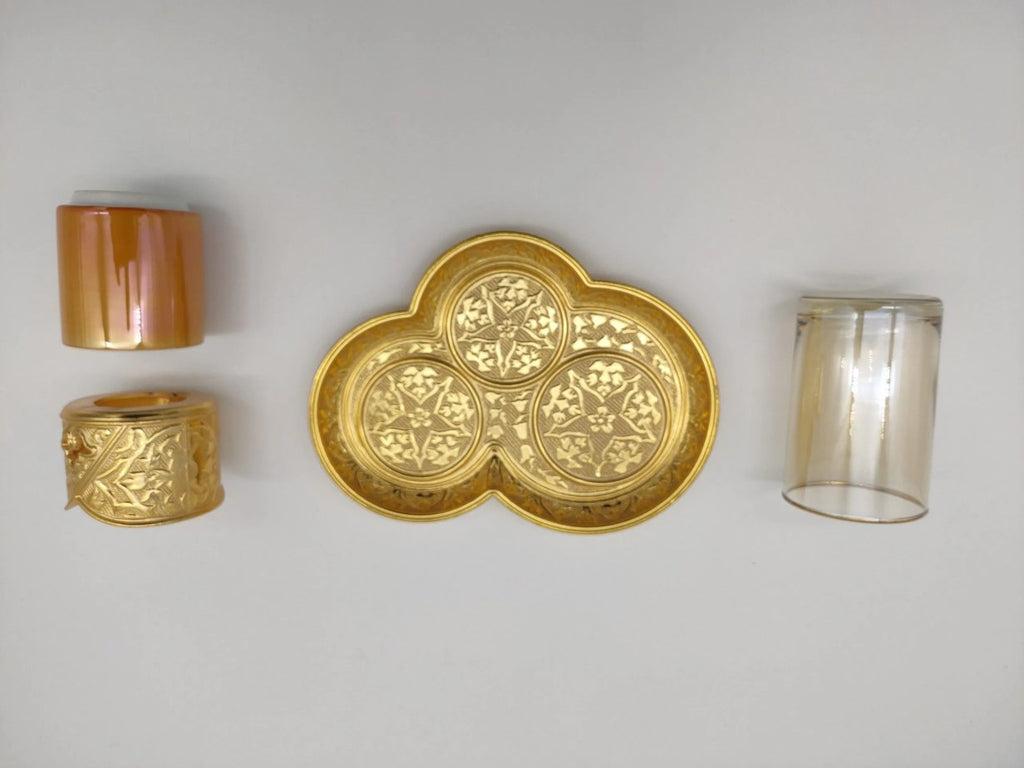 Authentic Turkish Coffee Glass Set 1 Person Servise Greek Arabic Espresso Service Cups Saucers Lids Gold Silver Turkey