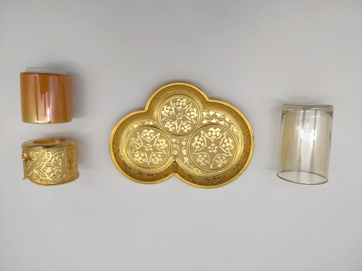 Authentic Turkish Coffee Glass Set 1 Person Servise Greek Arabic Espresso Service Cups Saucers Lids Gold Silver Turkey