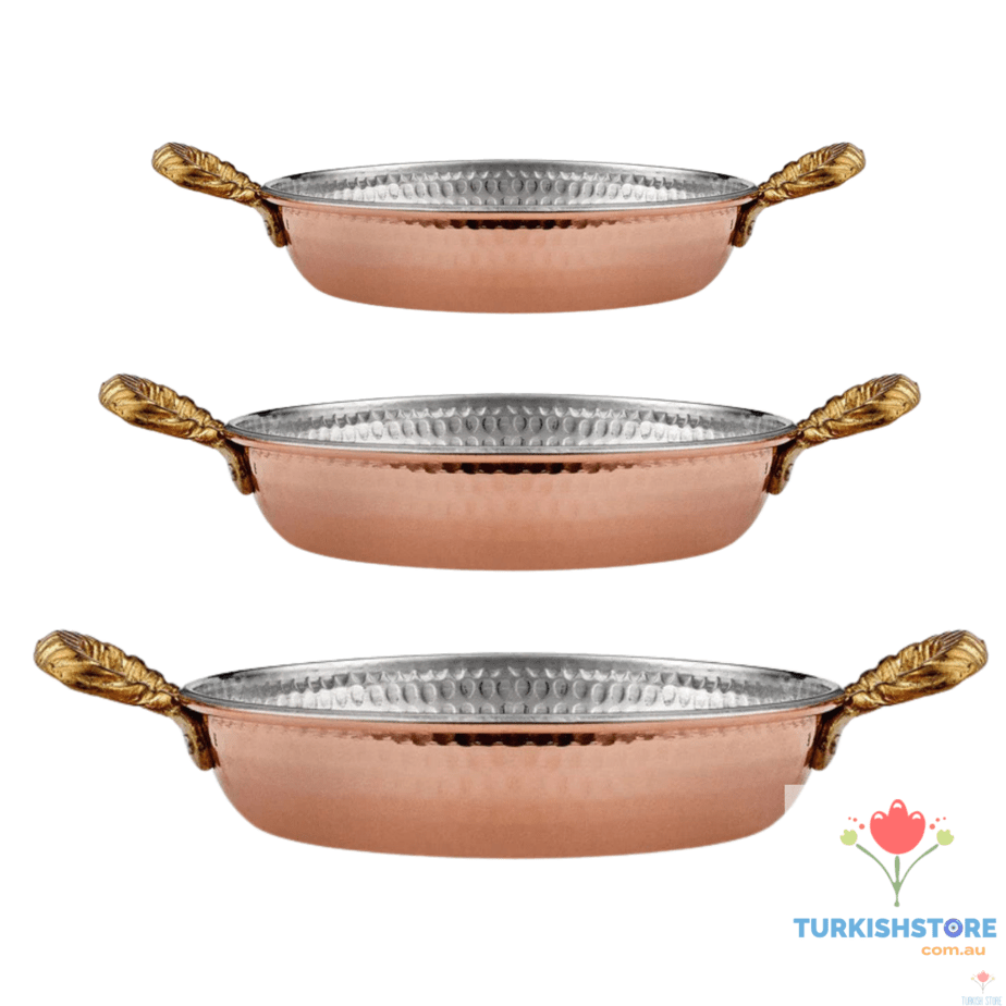 Handmade Copper Pan, Traditional Sahan, Pan, Tava. Set of 3