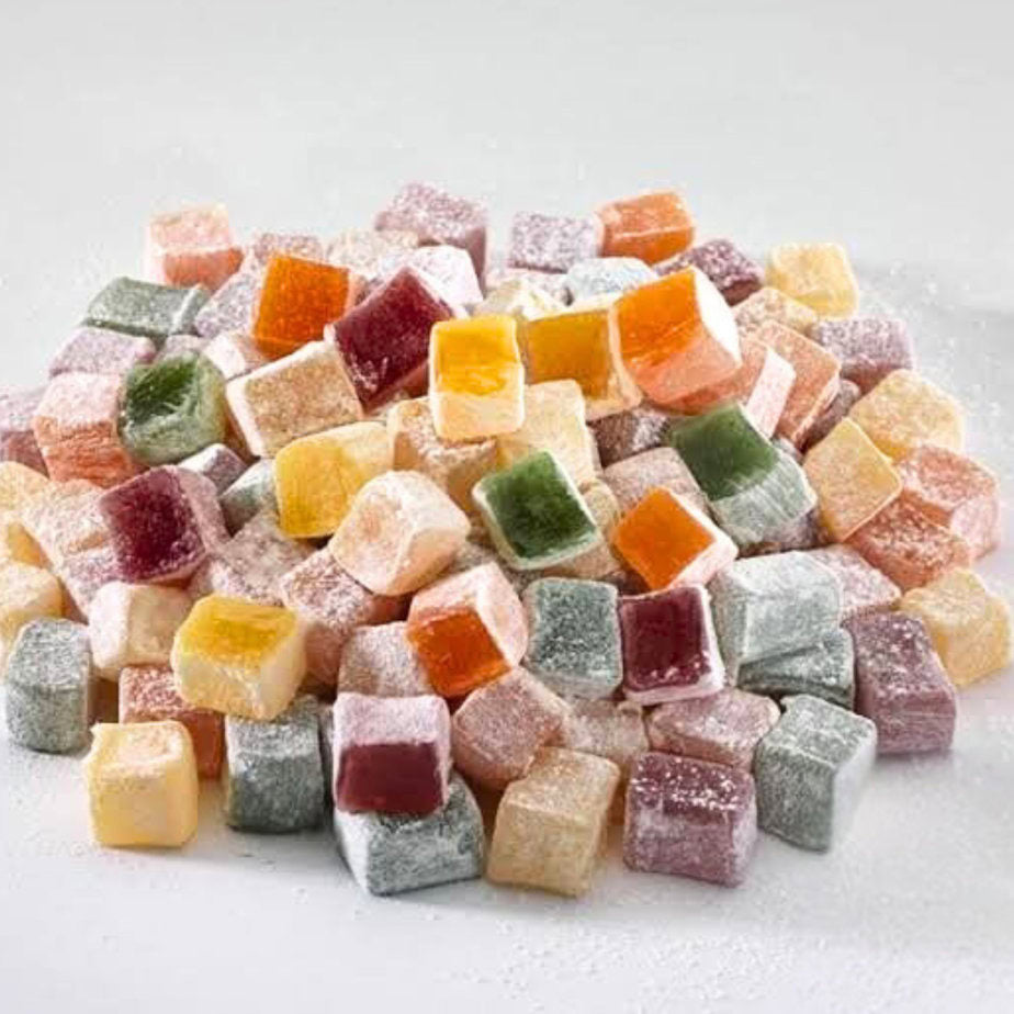 Turkish Delight Mixed Flavors. Authentic Rose Treats, 250g.