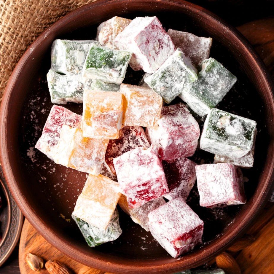 Turkish Delight Mixed Flavors. Authentic Rose Treats, 250g.
