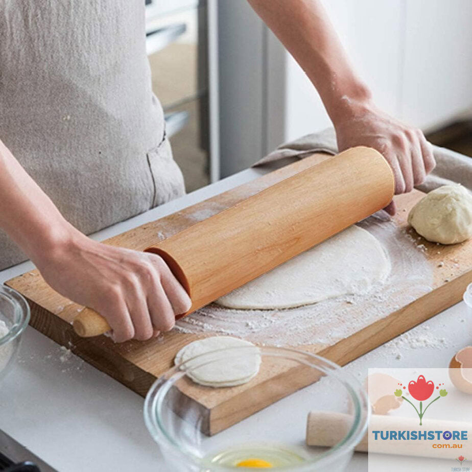 Classic Beech Wood Rolling Pin – 49cm | Made in Türkiye